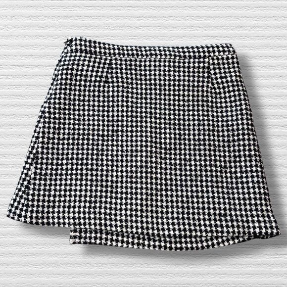 Zara Houndstooth Woven Girls Asymmetrical Skirt Size 13-14 - Picture 6 of 8